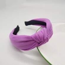 1pc Ladies" Solid Color Candy-Colored Waffle Fashionable Hairband With Knot Design, Simple Hair Accessory For Festivals And Daily Wear,Hairband,Hair Hoop Headbands