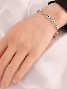 不鏽鋼珐琅土土耳其邪惡眼手鍊,彩色邪惡眼吊飾手鍊女性珠寶禮物 - #A1273 白色 - 查看 2