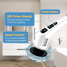 Electric Spin Scrubber, 400 RPM Electric Bathroom Scrubber With 7 Replaceable Brush Heads, Power Spin Brush Scrubber With Extension Handle For Cleaning Bathroom Tub Tile Floor,Garden Tools