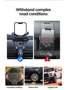 1个黑色重力车载手机支架，通用通风口夹式车载手机支架，适用于 17/16/15/14/13/12/11 Pro Max， - 黑色 - 查看 6