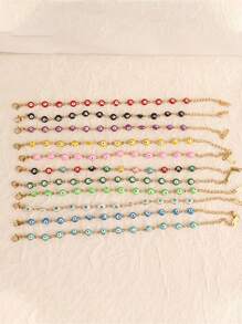 Stainless Steel Enamel Turkish Evil Eye Bracelets For Women Colorful Evil Eye Charms Bracelet Female Jewelry Gift - #A1271 Black - View 4