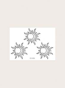 1張暗黑風太陽、月亮、風圖案pvc臨時紋身貼紙,防水、防汗、不反光,適用於頸部日常使用,男女通用 - 黑色 - 查看 3