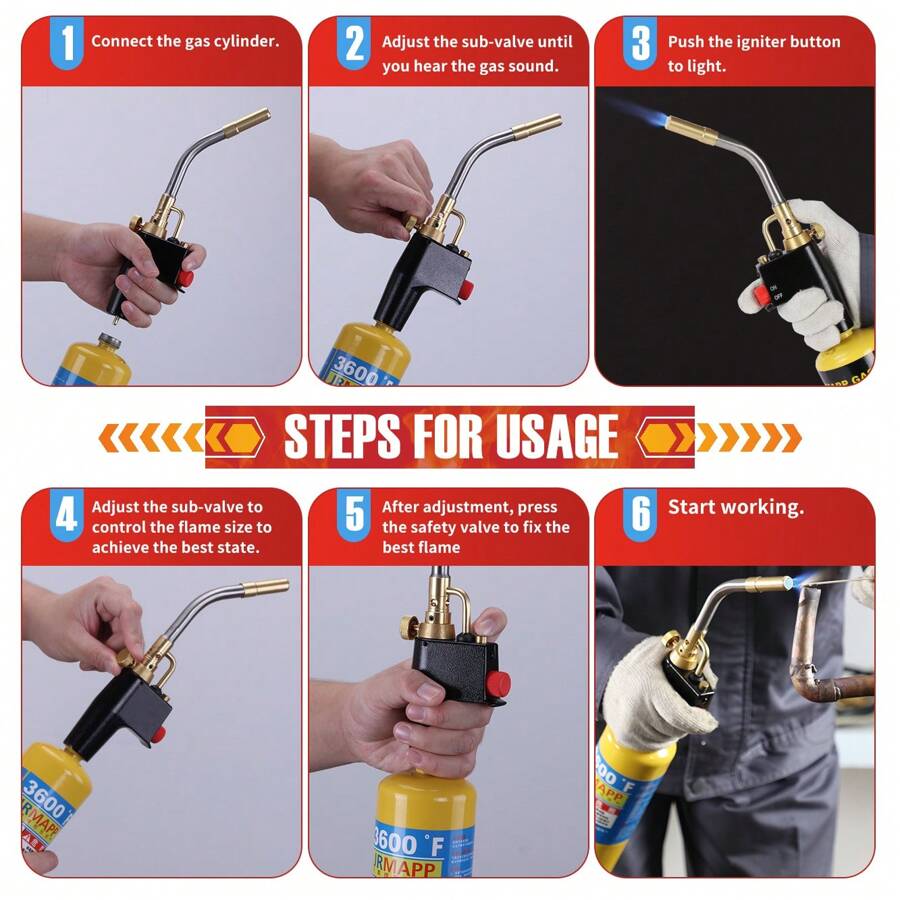 Propane Torch Head High Intensity MAPP Gas Torch Kit MAP Pro Trigger Start Torch Head For