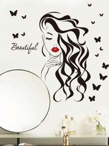 mama look 1pc Beautiful Butterfly & English Letters Wall Sticker For Bedroom Living Room Diy Decoration, Stickers, Wall Decal, Vinyl Decal For Home Decorations, Spring Decoration Items Refresh Your Home, Festival Decoration Stickers Gifts Birthday Graduation - Black - View 1