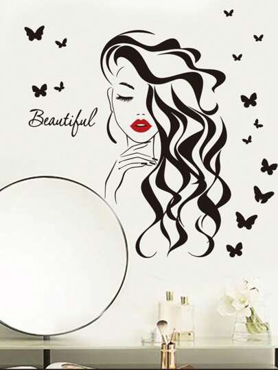 mama look 1 pieza Hermoso adhesivo de pared con mariposa y letras en inglés para dormitorio, sala de estar, decoración DIY, adhesivos, calcomanía de pared, calcomanía de vinilo para decoración del hogar, artículos de decoración de primavera para refrescar tu hogar, adhesivos de decoración de festivales, regalos de cumpleaños y graduación