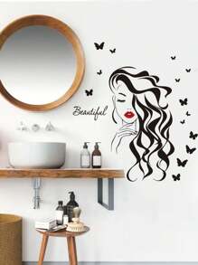 mama look 1pc Beautiful Butterfly & English Letters Wall Sticker For Bedroom Living Room Diy Decoration, Stickers, Wall Decal, Vinyl Decal For Home Decorations, Spring Decoration Items Refresh Your Home, Festival Decoration Stickers Gifts Birthday Graduation - Black - View 3