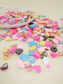 50pcs Randomly Shipped Cartoon Miniature Sweet Food Style Diy Jewelry Accessories For Daily Handcraft Use Summer, School