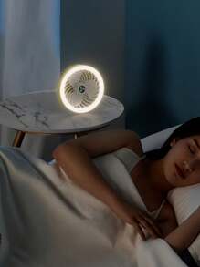 1個可攜式1200mah可充電多功能風扇和燈,3檔調速,可掛式和壁掛式設計,適用於家庭和露營,可提供3種顏色選擇