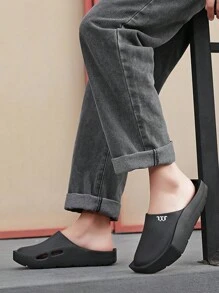 Men's Thick Bottom & Flat Heels Simple Slip-On Sports Sandals, Fashionable Slippers
