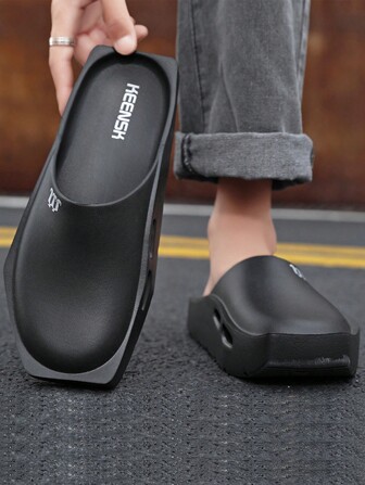 Sandalias Deportivas Para Hombres Con Suelas Gruesas Y Talones Planos Y Deslizamiento Simple, Pantuflas De Moda