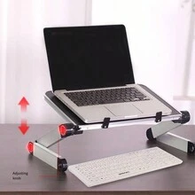 可折疊的1入組筆記本電腦架,可調節高度,可在桌面和底座上支撐,便攜支架,浮動散熱,防止頸部勞損 - 黑色 - 查看 2