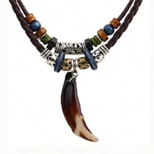 1 Pieza Collar Apilable De PU Tejido Con Cuentas, Cadena De Clavícula Multicolor Vintage Para Hombres, Estudiantes, Regalo De Joyería De Moda Retro Para Parejas, Múltiples Estilos Disponibles