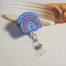 1入新款鬆散壓克力卡通動物彩虹字母袋飾,護士/醫生/教師可調名牌,男女上班族適用的方便且有吸引力的配件 - 彩色 - 查看 5