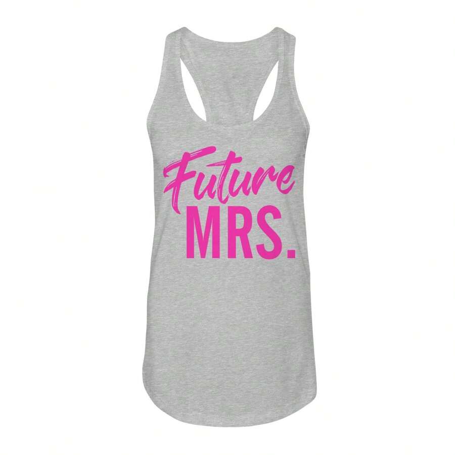 Nearly There Future Mrs Pink Graphic Ladies Cotton Tank Top - Xám - Xem 1