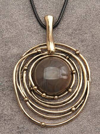 1 st Kaffevaxrep Harts Stenlegering Tröjakedja för kvinnor, Fashionabla långkedja för dagliga eller festivaltillbehör, Hartsstenstorlek Slumpmässigt