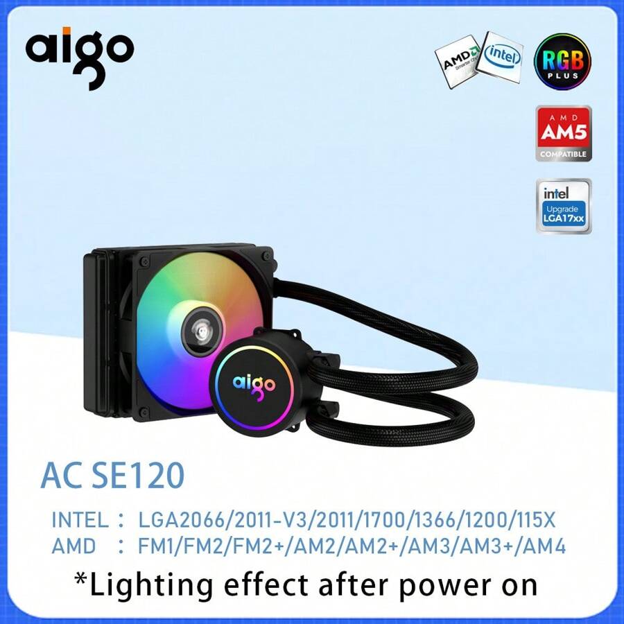 Aigo ACSE120/240 Water Cooler CPU Cooling Computer RGB Water Cooling Heatsink Integrated CPU Cooler Fan Radiator Intel LGA 1700/1151/2011/AM3+/AM4