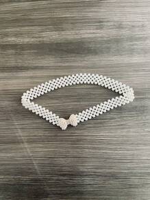 1Pc Ngọc Trai Phong Cách Hàn Quốc Eo Dây Dành Cho Nữ, dây Thắt Lưng Co Giãn Thời Trang Với Ren Và Hạt Cho Đầm Trang Trí Thanh Lịch - Nhiều màu - Xem 14