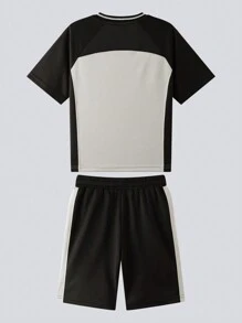 zosee 年輕男孩色塊肩部運動套裝，速乾透氣籃球夏季服裝，2024新品到貨