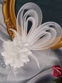 قبعة فاسينيتور قطعة واحدة للنساء مع مشبك شعر، قبعات حفلات الشاي، إكسسوارات رأس ريشية للزفاف، إكسسوارات رأس العروس، إكسسوارات رأس هالوين