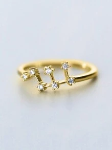 ESBERRY 1pc Twelve Zodiac Adjustable Ring For Women S925 Sterling Silver Fine Ladies Jewelry Gift - Gold - View 8