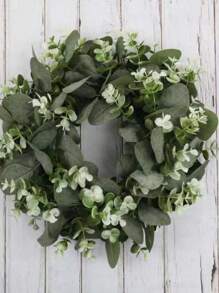 1 pièce Couronne d'eucalyptus artificielle, fleurs factices à la touche réelle avec tiges de haute qualité résistantes à l'oxydation pour arrangement de mariage, bouquet de mariée, centre de table, jardin, cour, mariage, anniversaire, décoration de douche, décoration de chambre esthétique, décoration de la maison, Saint-Valentin, cadeau