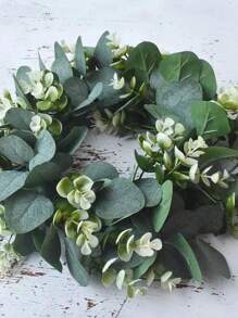 1 pièce Couronne d'eucalyptus artificielle, fleurs factices à la touche réelle avec tiges de haute qualité résistantes à l'oxydation pour arrangement de mariage, bouquet de mariée, centre de table, jardin, cour, mariage, anniversaire, décoration de douche, décoration de chambre esthétique, décoration de la maison, Saint-Valentin, cadeau