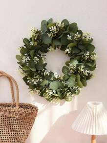 1 pièce Couronne d'eucalyptus artificielle, fleurs factices à la touche réelle avec tiges de haute qualité résistantes à l'oxydation pour arrangement de mariage, bouquet de mariée, centre de table, jardin, cour, mariage, anniversaire, décoration de douche, décoration de chambre esthétique, décoration de la maison, Saint-Valentin, cadeau