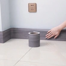 自粘木纹踢脚线墙贴，现代简约风格，客厅和卧室装饰，5m X 8cm 1 卷，贴纸，墙贴，家居装饰乙烯基贴花，春季装饰品让您的家焕然一新，拉玛装饰贴纸 - 灰胡桃木 - 查看 2