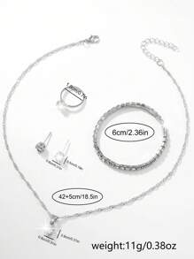 SOKI SOKI 一套女士手表，不锈钢表带，闪亮水钻装饰，圆形表盘，石英机芯，包含项链、耳环、戒指和手链首饰套装，适合日常佩戴、生日礼物、派对、节日聚会，是送给自己或朋友的理想礼物，不含礼盒。 - 銀色 - 查看 6