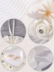 1 Gối đựng nhẫn cưới (Tặng kèm một cặp nhẫn kiểu ngẫu nhiên) Gối hình trái tim đựng nhẫn cưới kèm ruy băng Ren ngọc trai giả pha lê hoa hồng nhẫn cưới dùng trong các buổi lễ Ngày lễ tình nhân Ngày lễ tình nhân - trắng - Xem 8