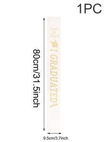 1pc Class Of 2024 Graduation Decorative Polyester Shoulder Strap,9.5cm*80cm Graduation Party Strap For Class Of 2024 Graduation Party Supplies - White - View 4