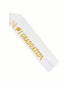 1pc Class Of 2024 Graduation Decorative Polyester Shoulder Strap,9.5cm*80cm Graduation Party Strap For Class Of 2024 Graduation Party Supplies - White - View 3