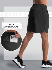 Boyfriend Style Men Workout Athletic Shorts 7 Inch Inseam Quick Dry Hiking Shorts Boyfriend Style Men Lightweight Sports Gym Shorts Running - Black - View 5