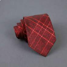 男士紅色預結領帶,適用於婚禮和慶祝活動,方便拉鍊設計,酒紅色領帶 - 多色 - 查看 7