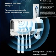 An Intelligent Ultraviolet Toothbrush Sterilizer: Keep Your Family's Toothbrushes Clean And Tidy With This Wall-Mounted Toothpaste Dispenser! - Multicolor - View 9