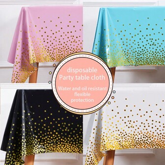 Multi-Color Disposable Gold Polka Dot Tablecloth PEVA Black White Blue Pink Tablecloth For Birthday Wedding Party Decoration Supplies