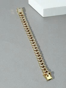1pc Men's Hip Hop Style Rhinestone Water Drop Chain Bracelet - Yellow Gold - View 3