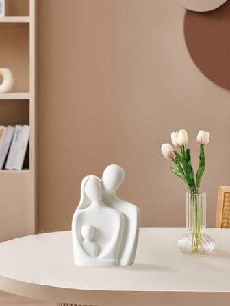 1 pièce Décoration de maison artisanale en résine de style nordique abstraite avec trois membres, confortable et élégante