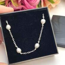 Pulseira Perola Natural Agua Doce Prata Legitima 925 - Prata - Visão 3