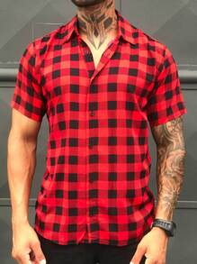 Men Shirts - 紅色和黑色 - 查看 3