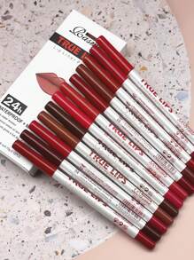 12 Piezas/set Conjunto De Lápiz Delineador De Labios Mate Impermeable Y Fácil De Aplicar - Multicolor - Ver 3