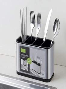 Cozinha Faqueiro Organizador Faca Suporte De Armazenamento De Dreno De Plástico Colher Garfo  Utensílios De Cozinha Ferramenta Bandeja Prateleira - Prata - Visão 1