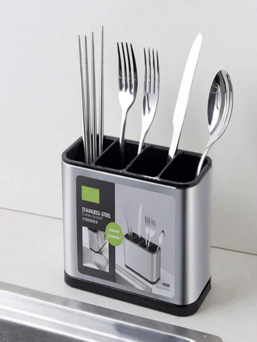 Cozinha Faqueiro Organizador Faca Suporte De Armazenamento De Dreno De Plástico Colher Garfo  Utensílios De Cozinha Ferramenta Bandeja Prateleira - Prata - Visão 1