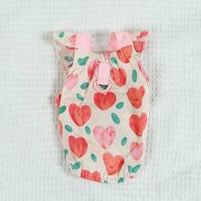 1件適用於小型犬和中型犬的寵物衣服,泰迪,比熊,迷你雪納瑞,心形印花無袖南瓜裙,適用於戶外活動。 - 紅色 - 查看 9