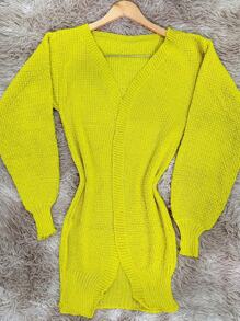 Women Cardigans - Lime Green - View 3
