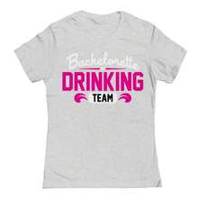 Nearly There Bachelorette Drinking Team Graphic Ladies Cotton Short-Sleeve T-Shirt - Xám - Xem 1