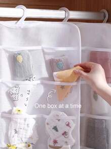 1pc 18-Compartment Closet Hanging Organizer For Clothes, Socks, Small Items, Wall-Mounted Door Back Sorting Storage Bag Love Valentine - Beige - View 4