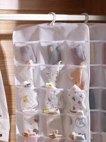 1pc 18-Compartment Closet Hanging Organizer For Clothes, Socks, Small Items, Wall-Mounted Door Back Sorting Storage Bag Love Valentine - Beige - View 3