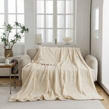 抱毯/沙發毯 3D蝴蝶提花毯時尚設計 超柔軟舒適輕盈法蘭絨毯，適用於沙發、床、沙發所有季節使用 - 米色 - 查看 4