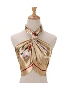 1入組女士90cm梅花頭巾，絲巾款式的方巾，適合日常穿著，可當頭巾、頭繞或頭巾頂部面巾，頭帶、頭箍理想搭配裝扮你的造型